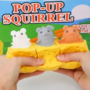 Popular stress-relief cheese mouse cup squeeze toy, yellow squirrel cup, prank stress-relief whack-a-mole toy