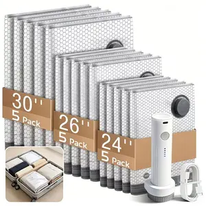 Cordless Travel Vacuum Storage Bags Set with Rechargeable Air Pump, 10 Pack Waterproof & Reusable Compression Packing Bags in 3 Sizes, Space-Saving Vacuum Seal Bags for Clothes & Carry-On