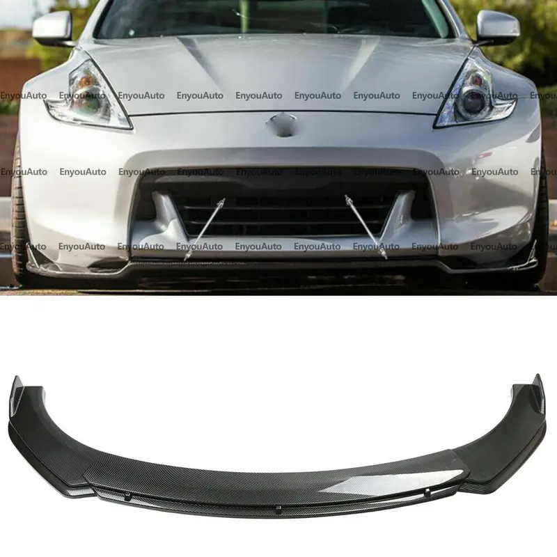 Carbon Fiber Front Lip Spoiler Splitter - ABS Plastic Car Accessories, Bumper Chin Diffuser for Nissan 350Z, 370Z, GTR, Includes Screws, Accessories for Car with Universal Fit Check, Bumper Accessory