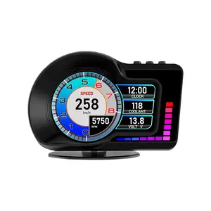 F16 Car Speedometer Display OBD2+GPS Dual Mode, 3.5" IPS Screen, Turbo Gauge, 6 Alerts, 8 Color Ambient Lights, 5 Themes, Fit Gasoline Cars 2008-2025 gauge  pods