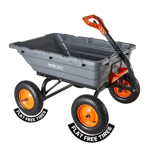 【Summervibes】VEVOR Garden Dump Cart, 1500 lbs Poly Dump Cart, Garden Carts Dumps Wagon with 90° Quick-Dumps Mechanism, Adjustable Handle, 270° Flexible Rotating Bearings, Yard Wagon for Plants, Soil, Crops