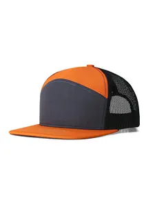 Men's Caps - Flat Brim Mesh Panel Baseball Cap Trucker Hat - Snap Back Hats for Men