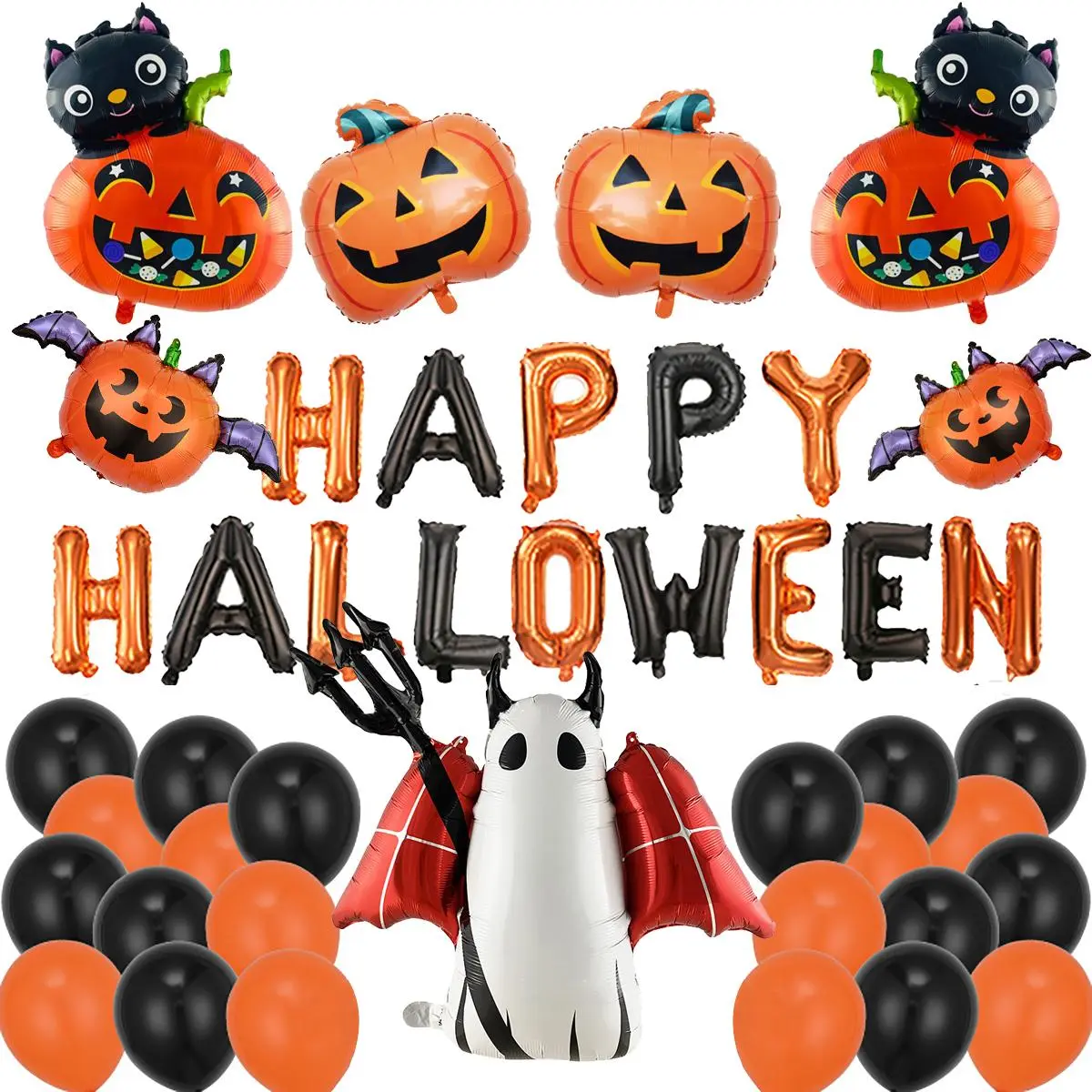 Halloween Balloon Kit, 1 Set Bat Ghost Pumpkin Balloon Kit, Halloween Balloon Banner Kit, Party Decoration Supplies for Halloween Party