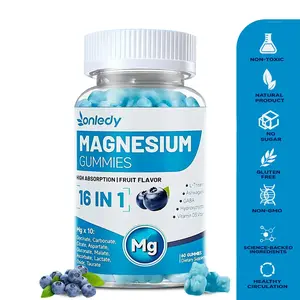 Onledy 16-in-1 Magnesium Complex Gummies Sleep Support & Stress Relief,Mood Cognitive  with L-Theanine,Ashwagandha ,GABA 5-HTP Vitamin D3,B6Non-GMO 2 Gummies Daily Healthcare  Supplement