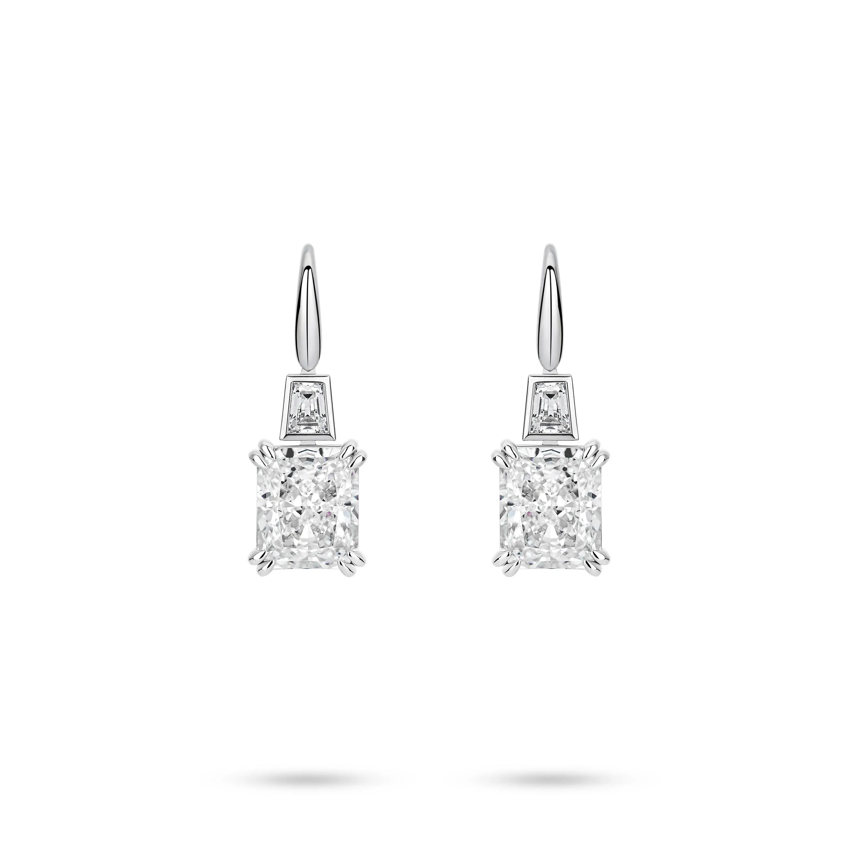 VAMERAY #3434 7 Carat In Each Accent Radiant Cut Prong-Set Drop Earrings
