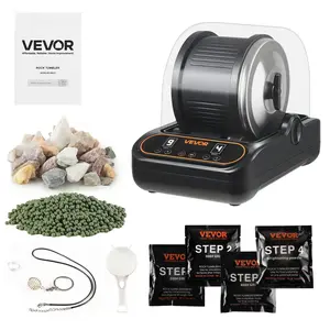 VEVOR Rock Tumbler, 3 lb Rock Polishing Machine, Rocks Tumbling Kit with 4-Speed Adjustment, 1–9 Day Timer, PC Sound Reduction Cover & TPU Drum, Direct Drive Motor Rocks Polishing, Quiet Operation