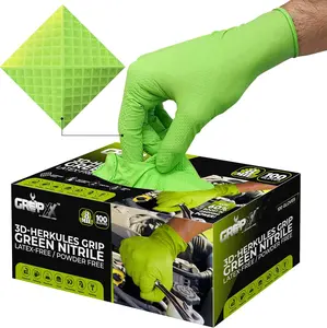 Heavy Duty Nitrile Gloves 8 Mil – Green Disposable Gloves, Latex-Free & Powder-Free, 100 CT for Mechanic & Industrial Work