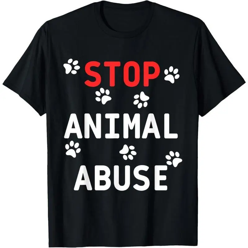 graphic tees Casual Cotton shortsleeve tees Stop Animal Abuse, For Animal Lover T-Shirt90s graphic tees