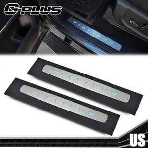 Illuminated LED Door Sill Plate Pair Set with Chrome Trim, Automotive Auto Parts Accessories for Car, Direct-Fit Replacement for 2017-2022 F250-F350 Super Duty Crew Cab fathersdaygift