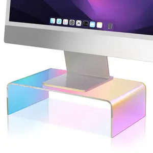 NiHome Iridescent Acrylic Computer Monitor Stand, Acrylic Laptop/PC/Desktop Stand Riser for Desk, Durable, Ergonomic Design, Space Saving for Home and Office