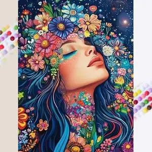 5D DIY Diamond Painting Kit, Full Drill Diamond Art Set, Cartoon Blooming Flowers Design, Home Decor Gift, Needlepoint Craft Supplies, Creative Activity, Vibrant Flower Design, Diamond Art Tools