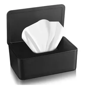 Dryer Sheet Holder with Hinged Lid,Plastic Dryer Sheet Dispenser Container Storage Box Holder Fabric Softener Sheets Holder for Laundry Room Decor(Black)