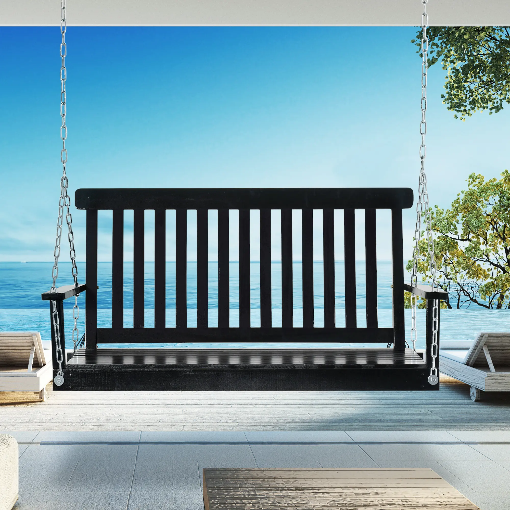 2 Person Hanging Bench Swing Easy to Hang on Stand or Ceiling Perfect for Patio Lawn Reading Nook Rooftop Terrace Seasonal Outdoor Living Assembly