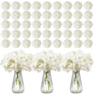 VEVOR Artificial Flowers, 305 pcs Real Looking White Silk Fake Hydrangea Bulk, White Faux Bridal Shower with Stems for DIY Wedding Bouquets, Home Centerpieces Arrangements, Party Tables Decorations