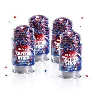 Buy 1 get 3 free,4th of July Red White & Blue Glitter Stick, 2026 New Body Hair Glitter Stick, USA Flag Star Face Hair Glitter for Women, Waterproof Makeup for Football Game Memorial Day 250th Anniversary (1Pc) outfit accessory