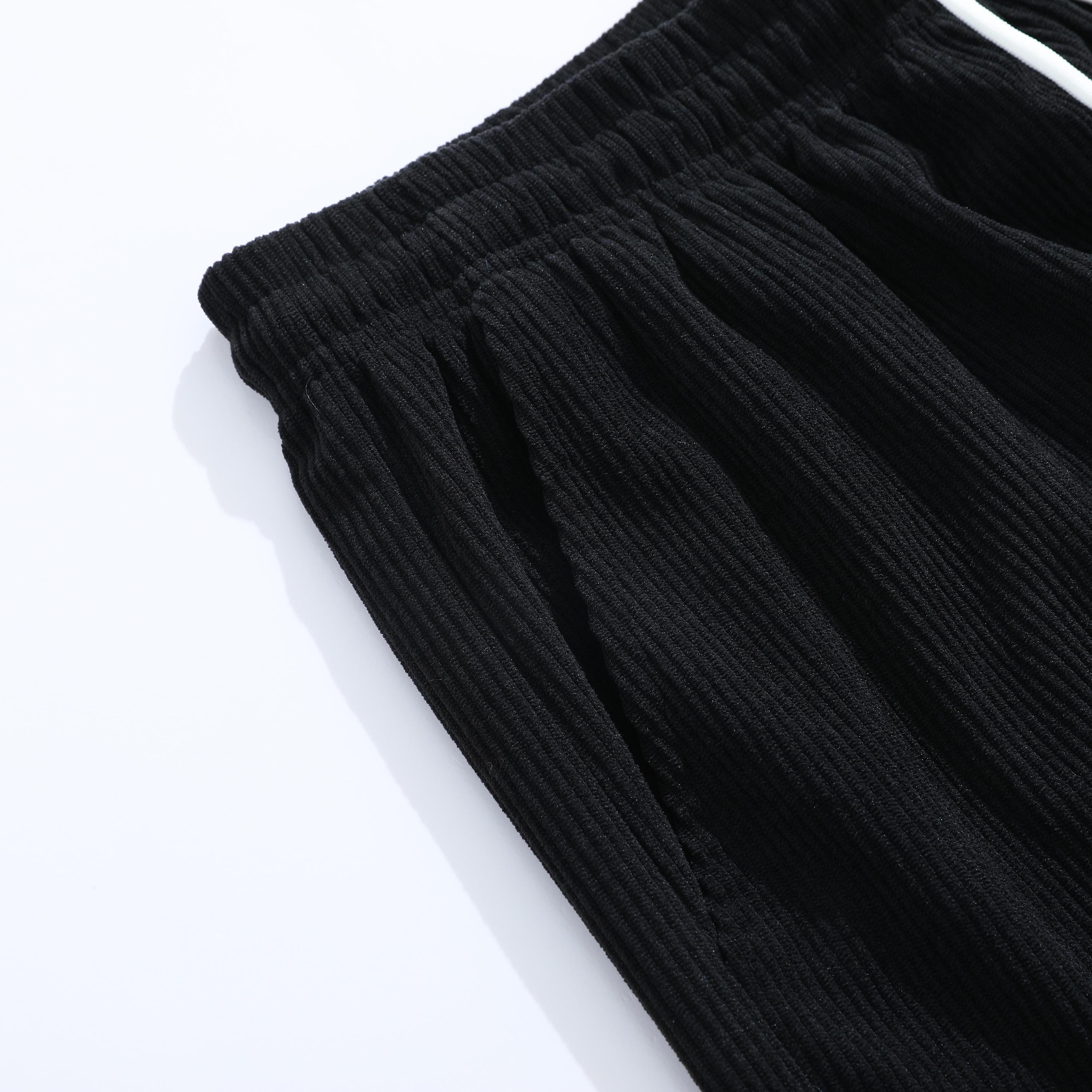 Men’s corduroy solid-color mid-thigh beach shorts — summer loose casual athletic shorts