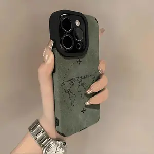 Travel adventure vibes! Suede world map airplane phone case, a stylish and artistic choice, compatible with iPhone 17/16/15/14/13/12/11/X/XS/XS Max, the perfect holiday gift for friends, family, or yourself., Accessories, Smartphone, Cellphone,summerwins