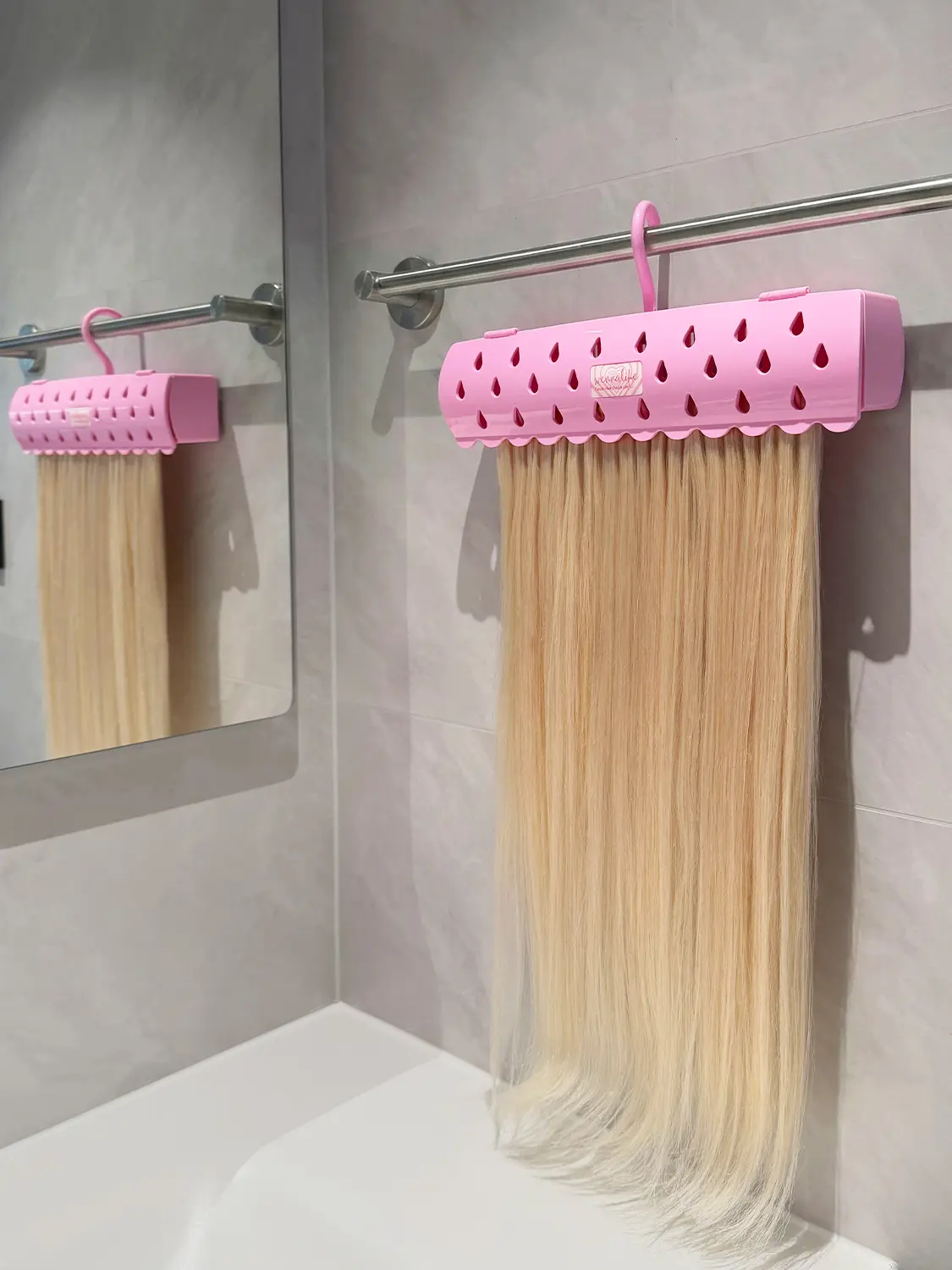 WENNALIFE Hair Extension Holder, Hair Extension Storage for Clip in Hair Extensions Tape ins Tips Braiding Hair Rack for Styling, Washing, Traveling, Storing Hair #Pink ABS Material Sturdy Organizer #tiktokshopbacktoschool #sohochic