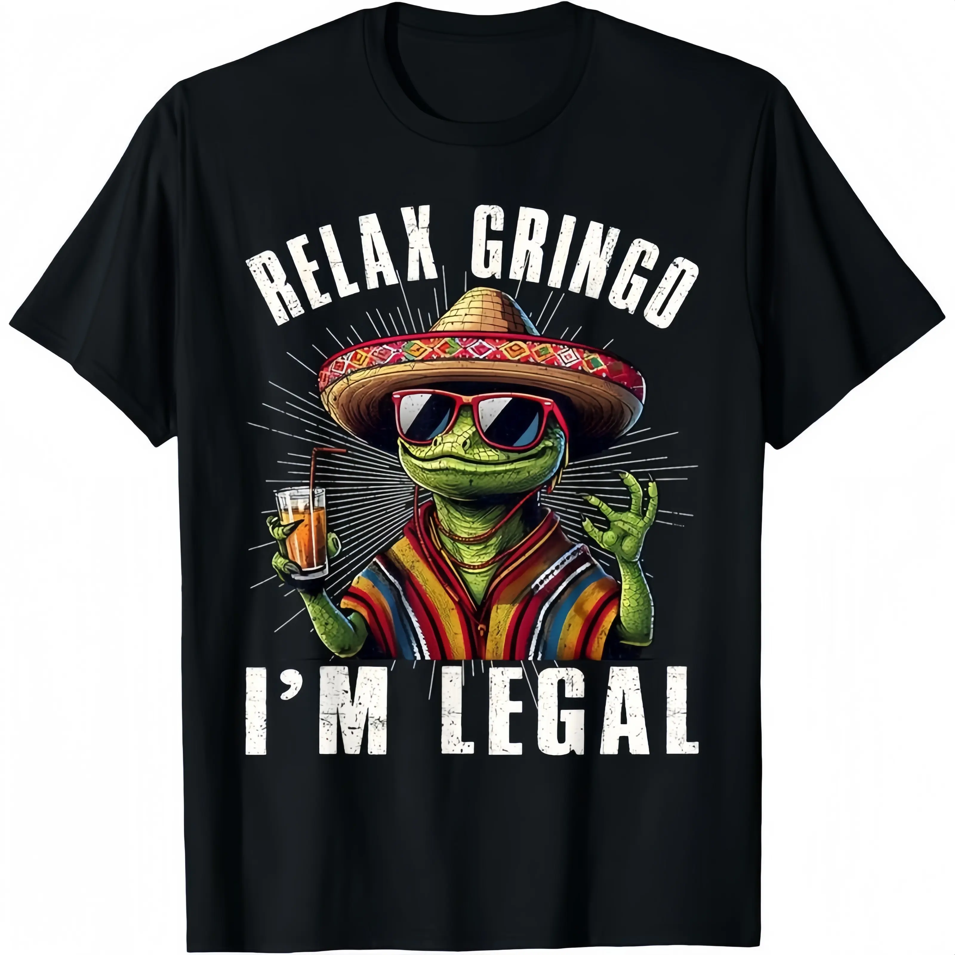 shirts - Short Sleeve Relax Gringo I'm Legal Mexican Lizard Funny T-Shirt for Men Women - designer hoodies Casual Graphic