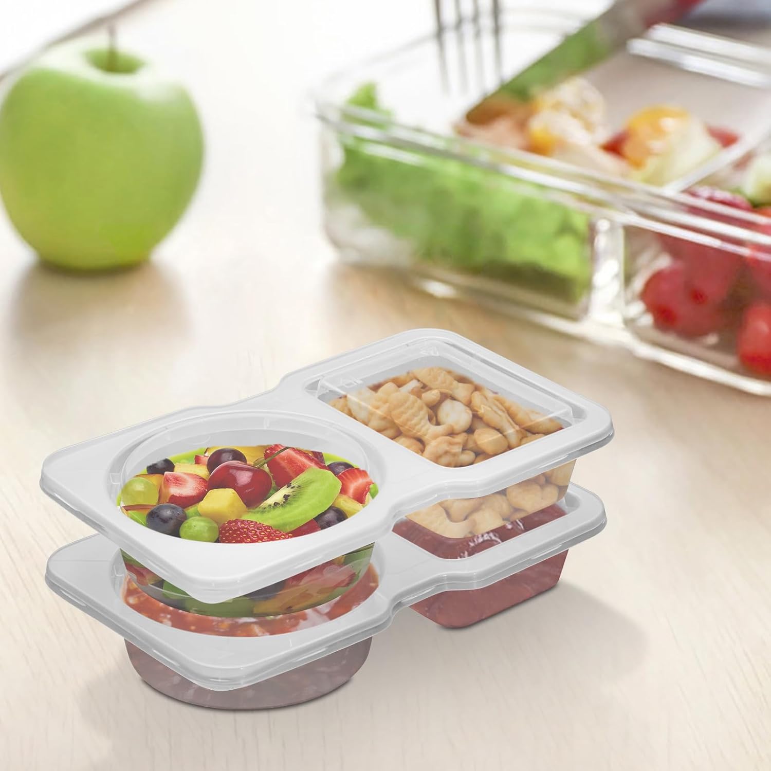 20pcs Reusable Snack & Dip Containers 2-Compartment with Lids Perfect for Portion Control On-the-Go Leakproof Stackable Kid-Friendly Travel Ready 20pcs Reusable Snack & Dip Containers 2-Compartment with Lids Perfect for Portion Control On-the-Go Leakproof Stackable Kid-Friendly Travel Ready