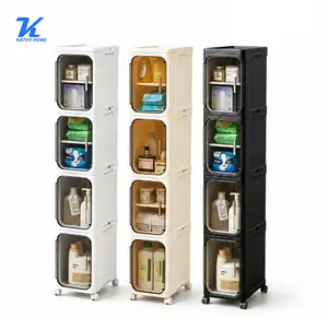 [DealsForYouDays] KATHY HOME 4-Tier Tall Narrow Freestanding Cabinet - Slim Durable Home Organization Storage with Adjustable Shelves, Wheels, 27 gal Capacity for Small Spaces SummerSurvivals