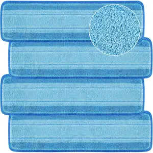 4 count Replacement Mop Pads, Microfiber Cleaning Mop Compatible with Bona Mop, Washable &  Mop Refill Pads for Hardwood Floor,18 Inch, Blue