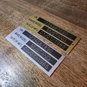 Custom 1x4 Replacement Serial Number Information Tag - Aluminum - Holes - Adhesive