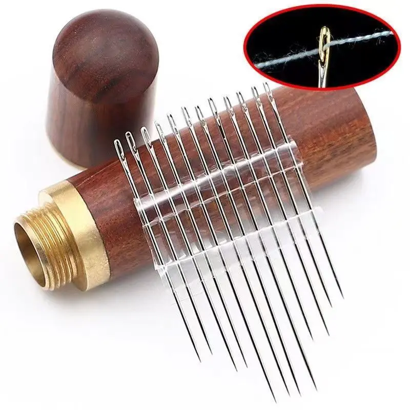 Hand Sewing Big Eye Needle, 30pcs Manual Large Eye Embroidery Threader with Wooden Case for Sewing Cross Stitch, Stitch Stuff, Summer Gifts Sewing Accessories, Stitch Accessories, Sewing Supplies