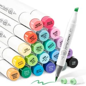 Ohuhu Alcohol Markers: Brush and Chisel Dual Tips - 24 Basic Colors - Double Tipped Alcohol Based Art Marker Set for Artist Sketching Adult Coloring Illustration - AP Certificated - Honolulu  Series of Ohuhuart