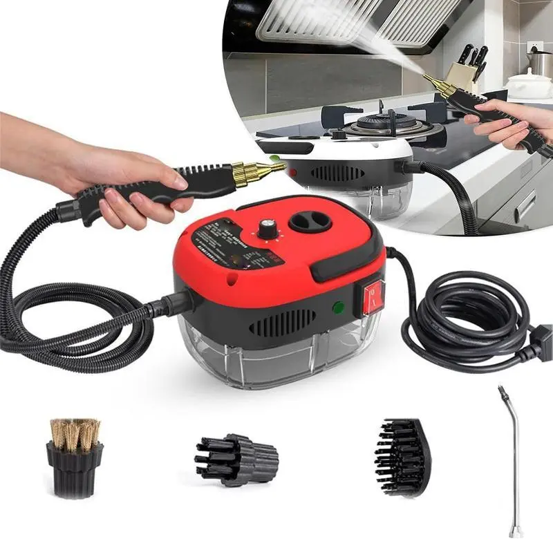 2500W High Pressure Steam Cleaner,High Temperature Bathroom Cleaning Machine with Adjustable Humidity for Kitchen Grease and Car Detailing (110V, Red)
