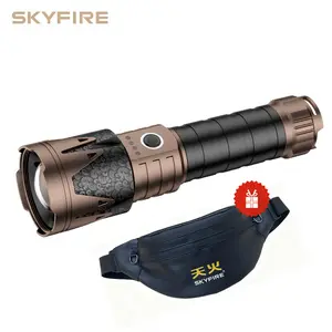 SKYFIRE 2000J Flashlight: Super Bright Rechargeable, 3-in-1 (Light, Fire Starter, Power Bank) for Outdoor Survival & Camping! Shop Now! #SurvivalGear #EmergencyGadget #CampingEssentials