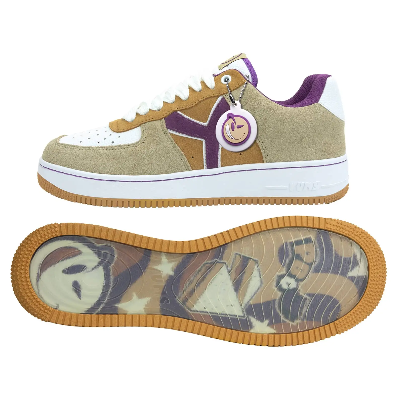 YUMS PB&J Sneakers - Tan, White, and Purple Suede Streetwear Shoes - Low Top Beige Brown Fashion Sneakers YUMS PB&J Sneakers - Tan, White, and Purple Suede Streetwear Shoes - Low Top Beige Brown Fashion Sneakers