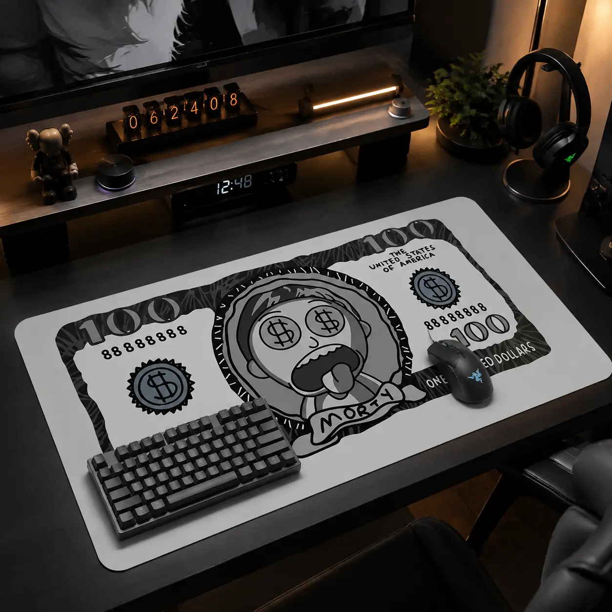 Spoof Dollar Pattern Mouse Pad, Large Gaming Mouse Pad, Aesthetic Desktop Decoration Protection Pad, Non-Slip Rubber Pad for Laptop and Desktop Computer Games, Desktop Accessory, Desk Accessories, Mousepad, Made for Gaming