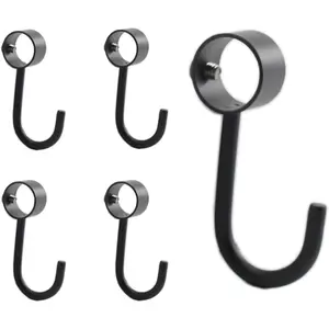 5 Pack Stainless Steel Closet Rod Hooks, Black Heavy Duty Utility Hooks for  Pots,Pans,Mugs,Towels,Oven Mitts,Adjustable J Typed Kitchen Hooks Fit for 19mm Rod