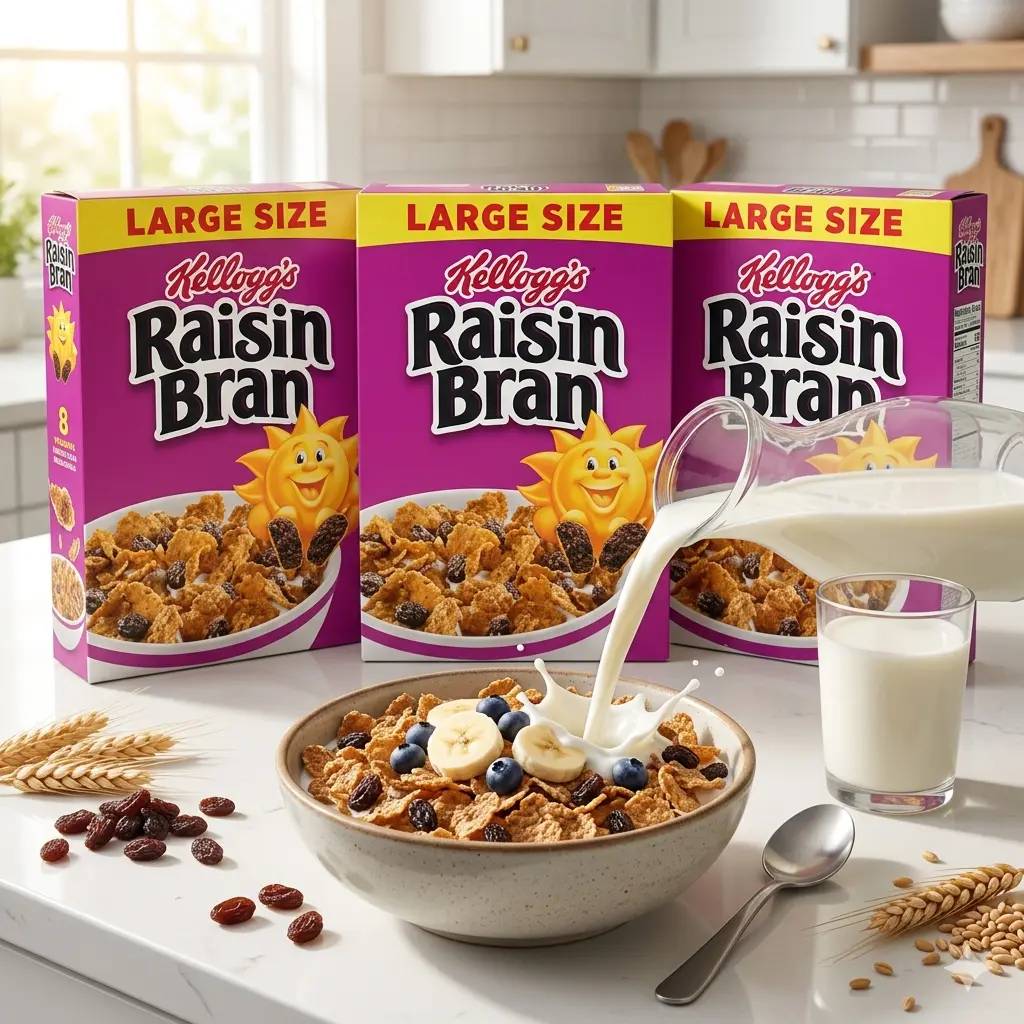 (3 packs) Bran Breakfast Cereal, High Fiber, 28g Whole Grain, Large Size, 20.9 oz
