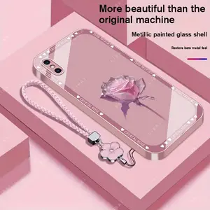 Suitable for [iPhone X] Brand new premium phone case,  Free four-leaf clover lanyard，drop-proof and fingerprint-resistant，simple and elegant design，multiple colors available YM99