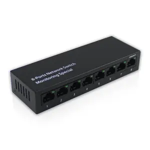 Mini 100Mbps Surveillance Switch, Eight-Port Iron Case Network Switch, Network Cable Splitter