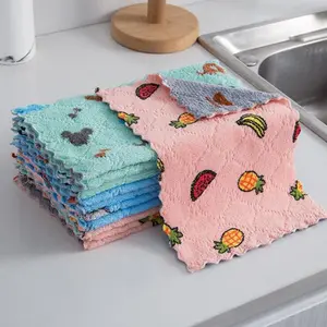 Mixed Color 5Pcs Coral Fleece Dishcloths Absorbent Cleaning Towels for Home Kitchens Soft & Durable