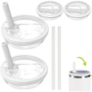 2 PCS 40 oz Tumbler Flip Straw Lid Replacement Fit for Stanley Cup, ReusableTumbler Cover, Spill Proof Reusable Tumbler Cover Compatible with 40oz Cup Accessories Mug