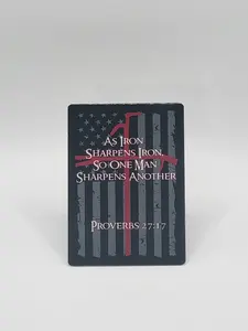 As Iron Sharpens Iron, Firefighter aluminum Helmet card. Firefighter gifts, Heavy duty band and Magnet option available.