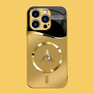 Suitable for [iPhone 15 Pro Max] high-end MagSafe phone case，Choose from any of the 26 letters， The pattern features a printed effect and is not 3D-dimensional YM99