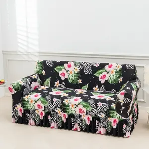 1pc Printed Skirted Sofa Cover Anti-Slip Furniture Protector, Four-Season Reusable Sofa Slipcover, New Replacement Sofa Cushion