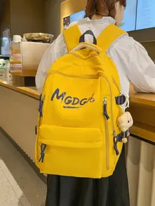 Trendy Unisex Commuter Casual Backpack with Multiple Compartments Letter Print for Students Wide Comfortable Shoulder Straits High School College Bag