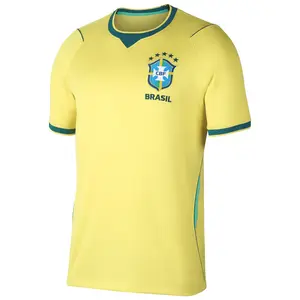 Brazil 2026 World Cup Home Jersey CBF 5-Star Yellow Green, Away Jersey CBF 5-Star Dark Navy Blue Men Women Loose Casual Streetwear Football Fan Shirt Spring Fall Comfortable Soccer Supporter Gift