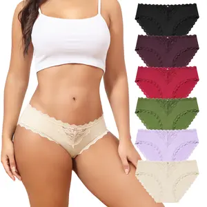 LEVAO Women's Underwear with Lace Panties for Women Cheeky Womens Panties Stretch Hipster Ladies Briefs Multipack 6 Pack