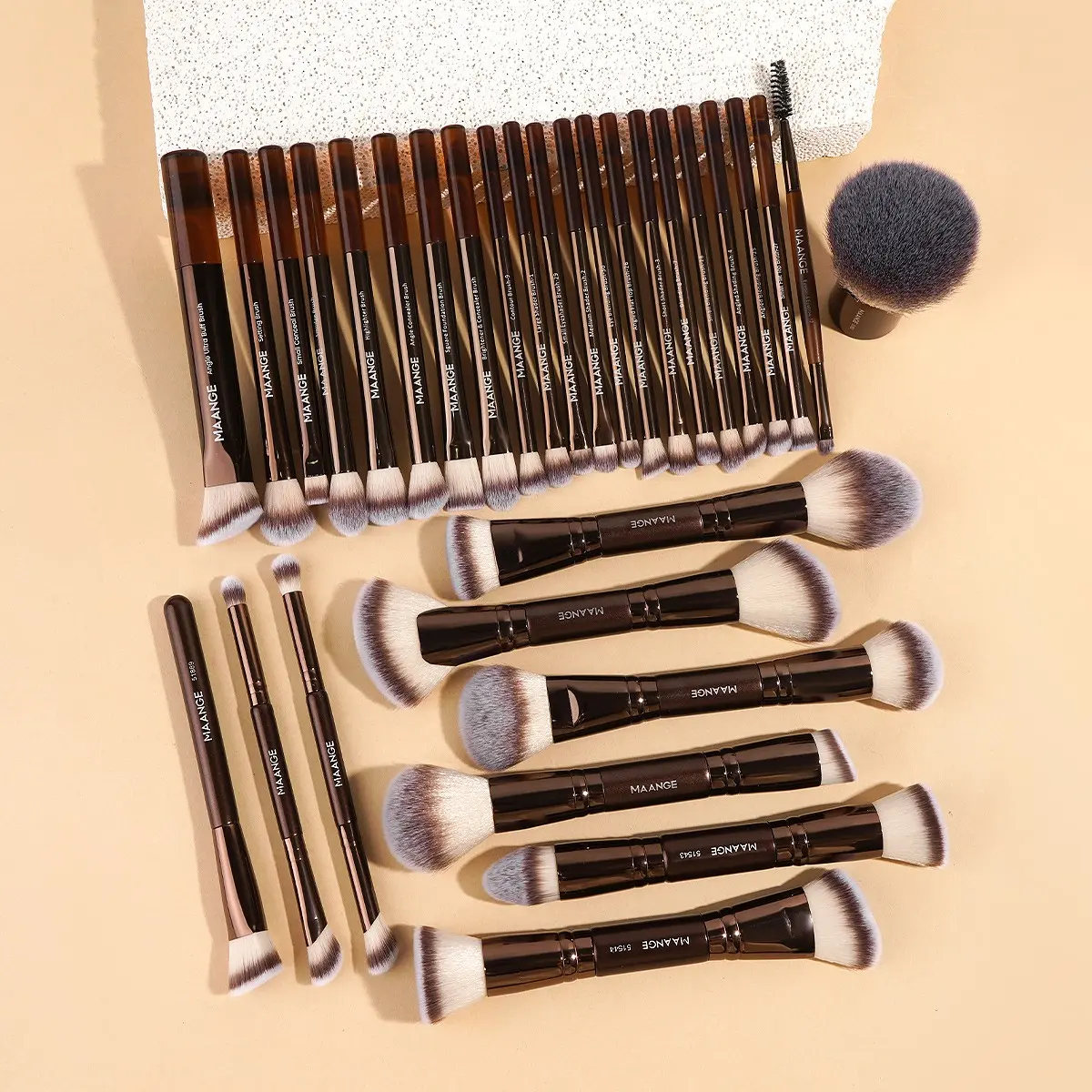 Maange 31-Piece Makeup Brush Set, Foundation Brush, Blush Brush, Loose Powder Brush, Eyeshadow Brush, Concealer Brush, Face Makeup Brushes, Professional Makeup Tools, Makeup Brushes Set
