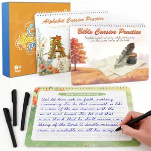 Grooved Cursive Handwriting Workbook for Kids Ages 8-12, Reusable Magic Grooved Writing Practice Alphabet Letters & Bible Verses, Cursive Calligraphy Practice Toys for Classroom & Homeschool