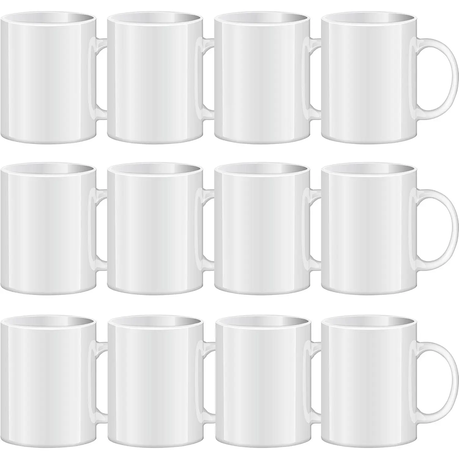 Sublimation Mugs Blank, Tazas Para Sublimacion, White Ceramic Sublimation Cups, Bulk Mugs for Coffee, , Latte, Soup, Milk, Hot Cocoa 11 oz Set of 12