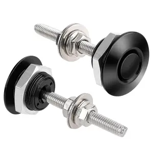 2 Pcs Universal Aluminum Vehicle Quick Release Hood Pins Quick Latch Bumper Clips License Plate Lock Clip Kit Diameter 1.25 inch