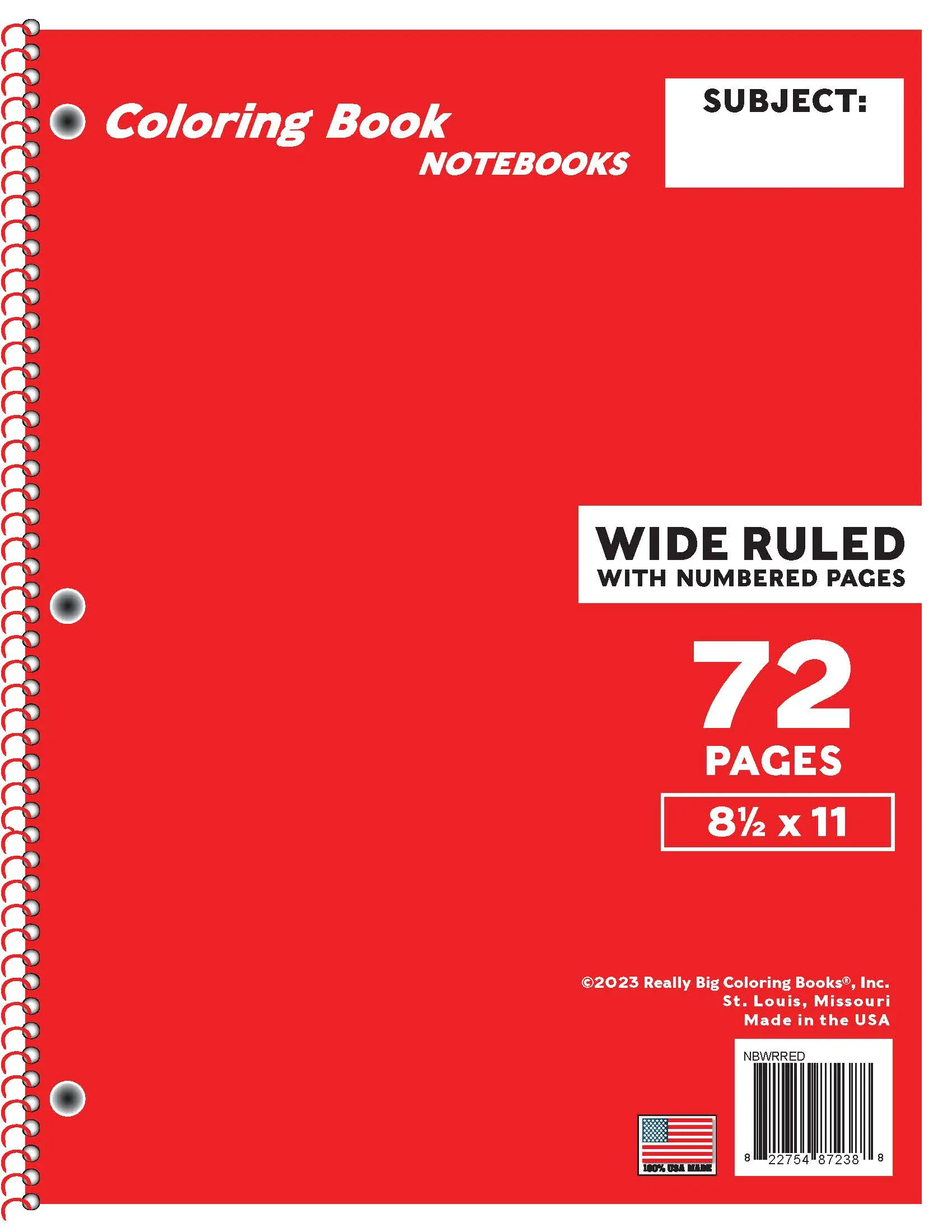 Wide Ruled Red Notebook With Numbered Pages